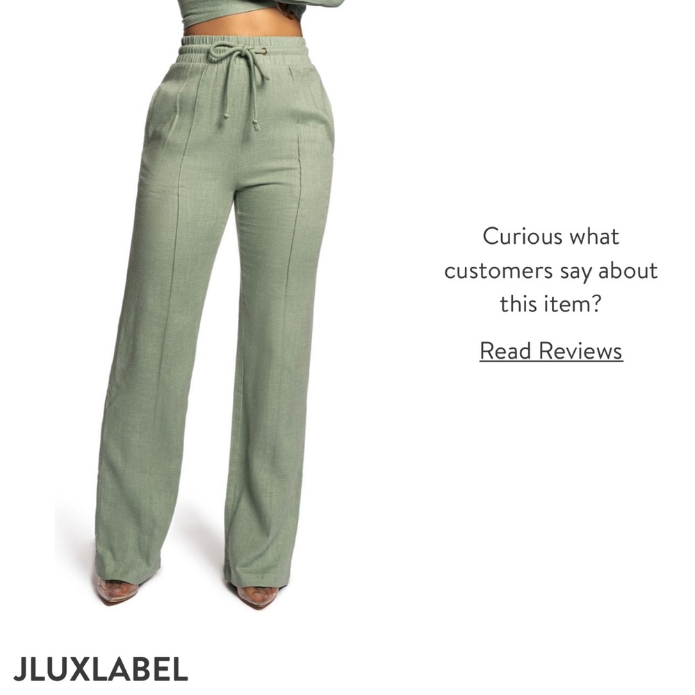JLUXLABEL Resort Cotton & Linen pants in Sage